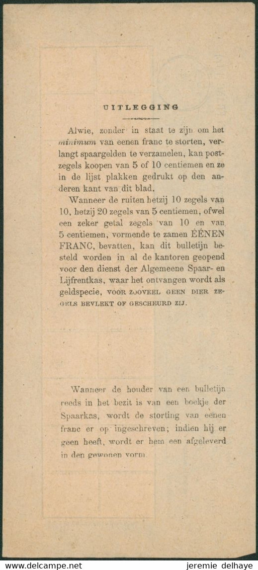 émission 1869 - N°28 En Bloc De 20 (un TP Touché) Sur Bulletin Caisse Général D'épargne Et De Retraite Obl S.C. "Bouwel" - 1869-1888 Leone Coricato