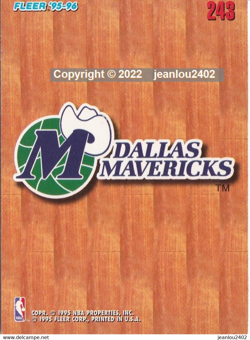 CARTE NBA 243 - DALL'AS MAVERIKS  - 95/96 - 1990-1999