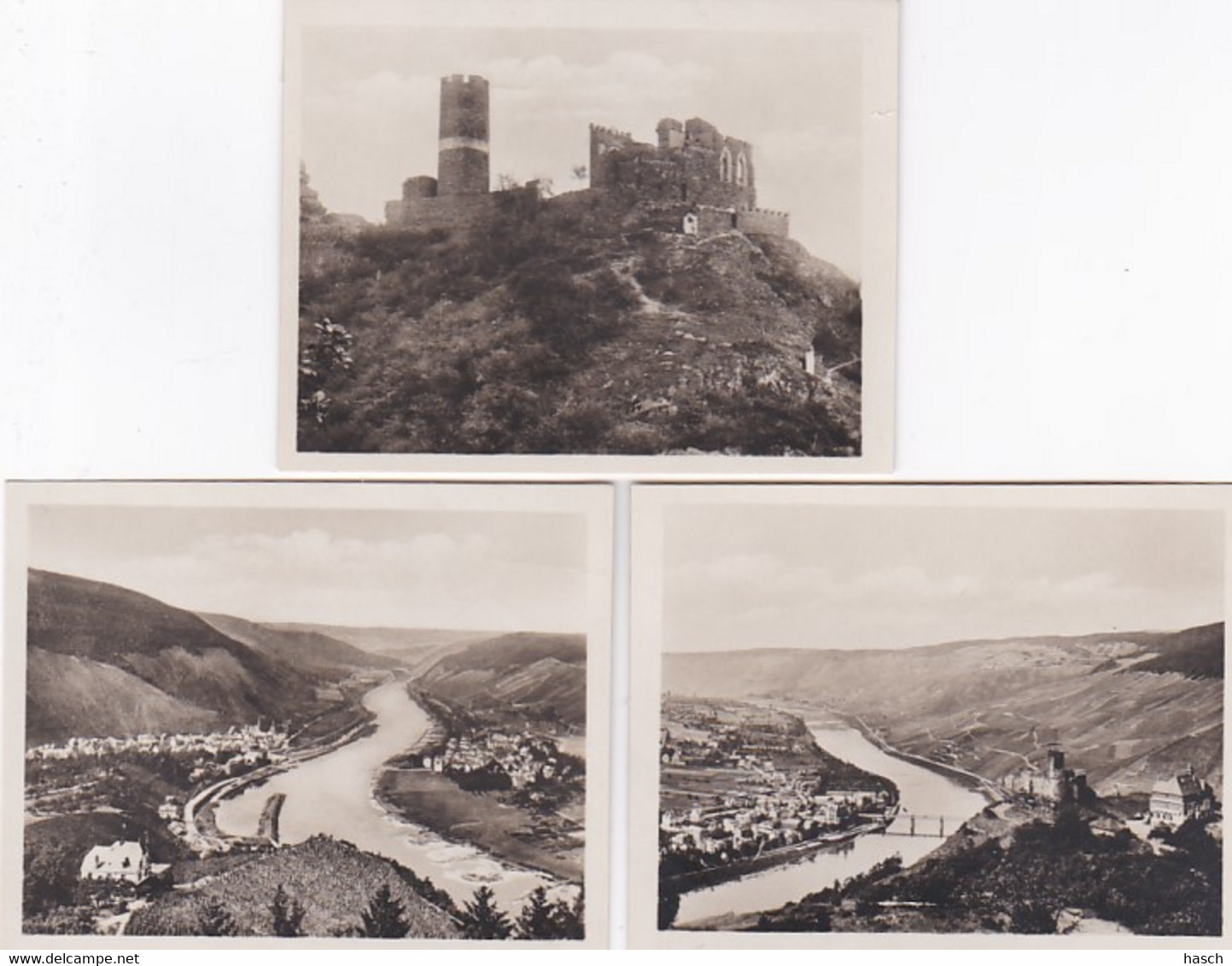 4877A199Moseltal, Alf Bullay, Ruine Bischofstein.1553/2-7-11. 3 Kaartjes 9,2 X 7. - Alf-Bullay