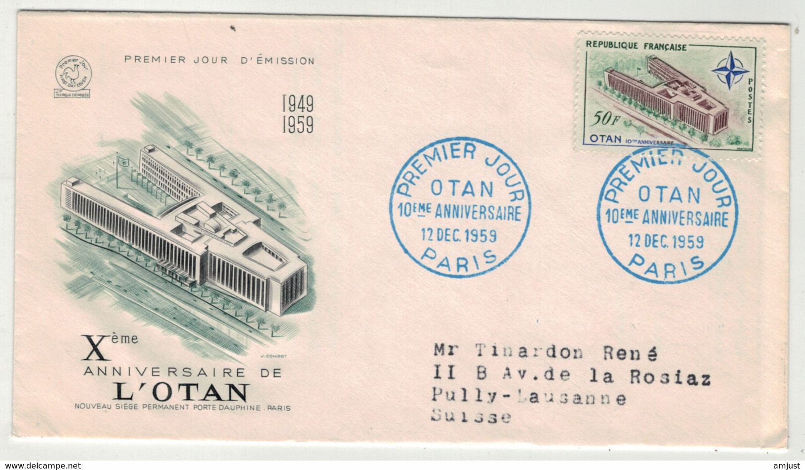 France // FDC // 1950-1959 // 10ème Anniversaire De L'OTAN 12.12.1959 - 1950-1959
