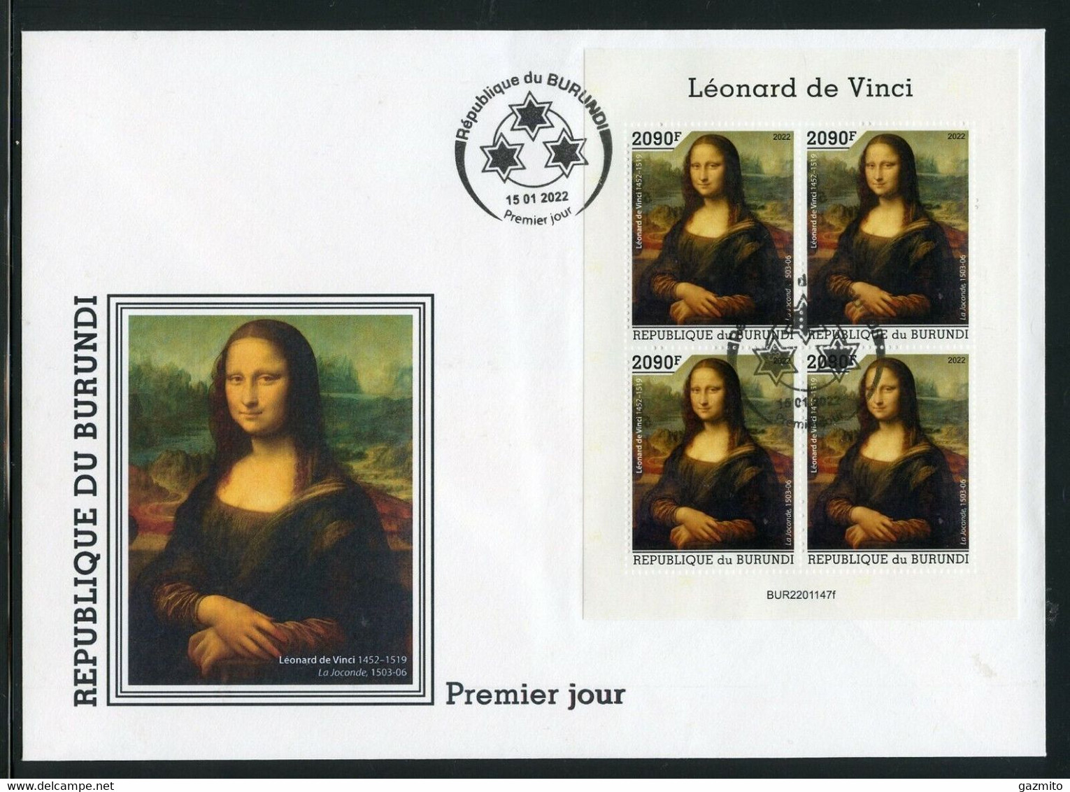 Burundi 2022, Art, Leonardo IV, 4val In BF In FDC - Ungebraucht