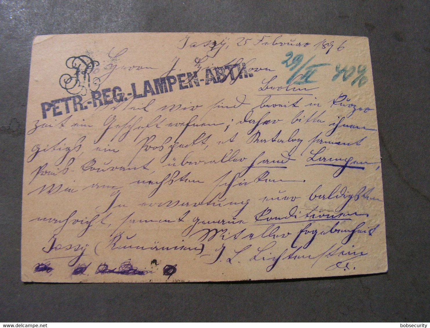 Iasi Karte Nach Berlin 1896 - Lettres & Documents