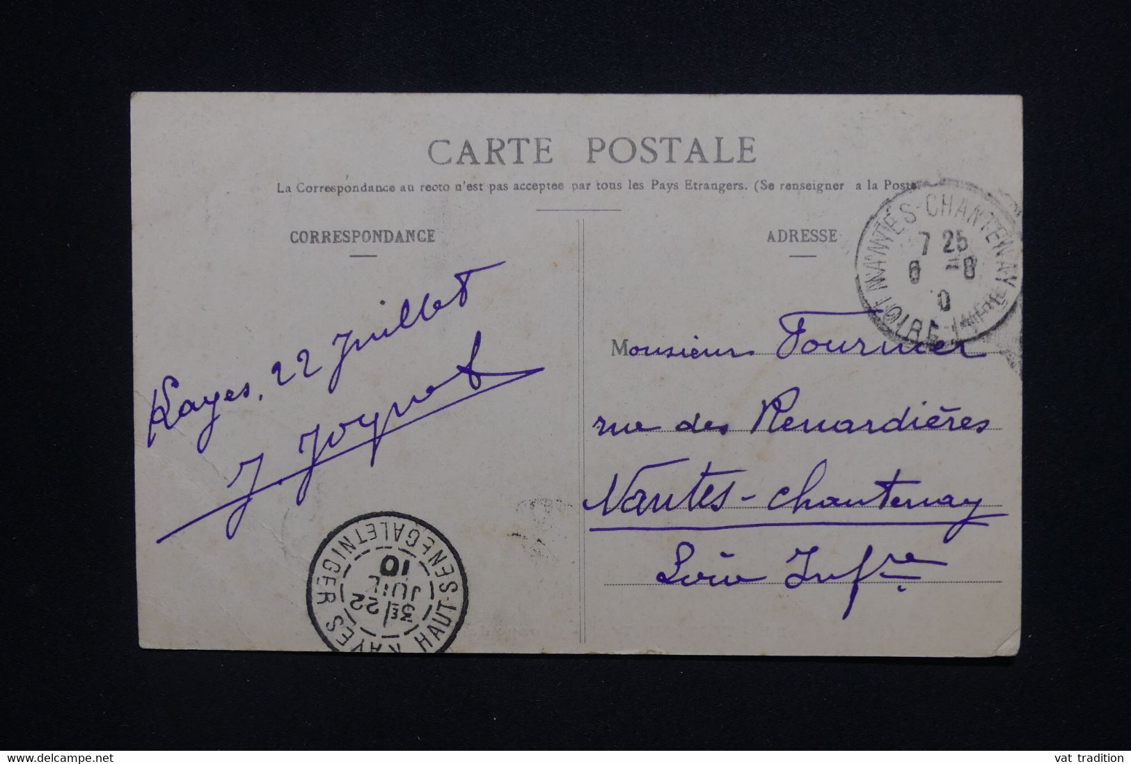 HAUT SÉNÉGAL ET NIGER - Affranchissement De Kayes Sur Carte Postale En 1910 Pour La France - L 130489 - Cartas & Documentos