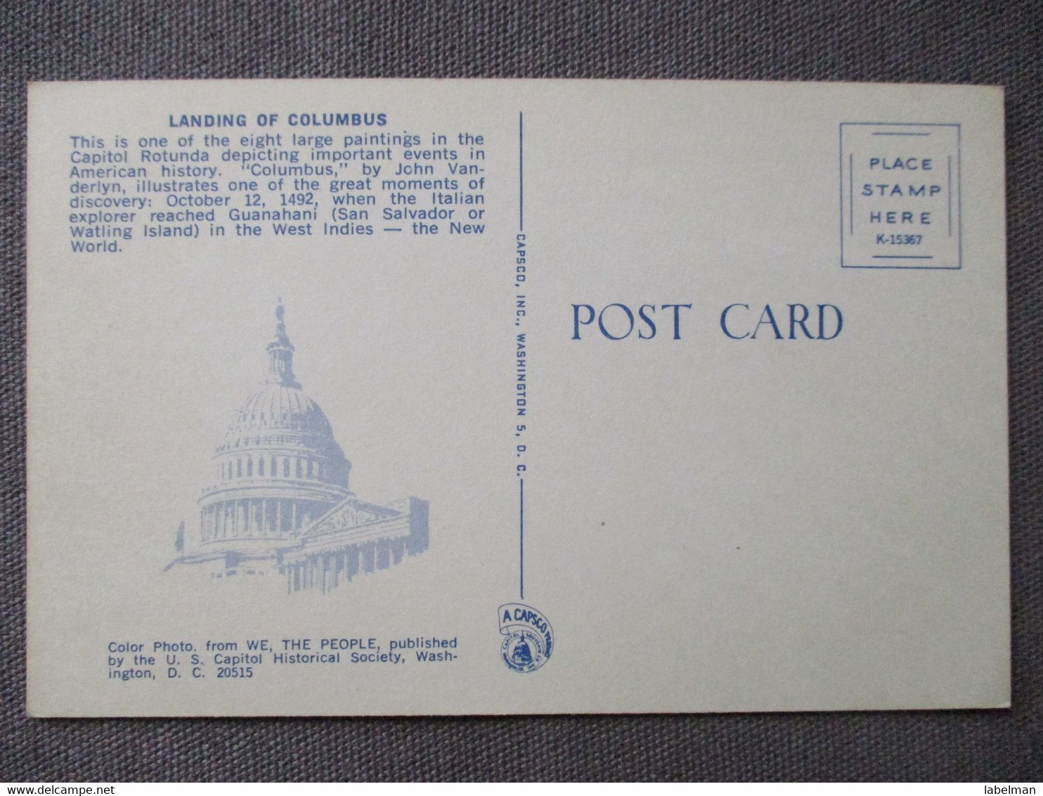 USA UNITED STATES WASHINGTON COLOMBUS LANDING PAINTING CAPITOL POSTCARD ANSICHTSKARTE CARTOLINA CARTE POSTALE CP PC AK - Spokane