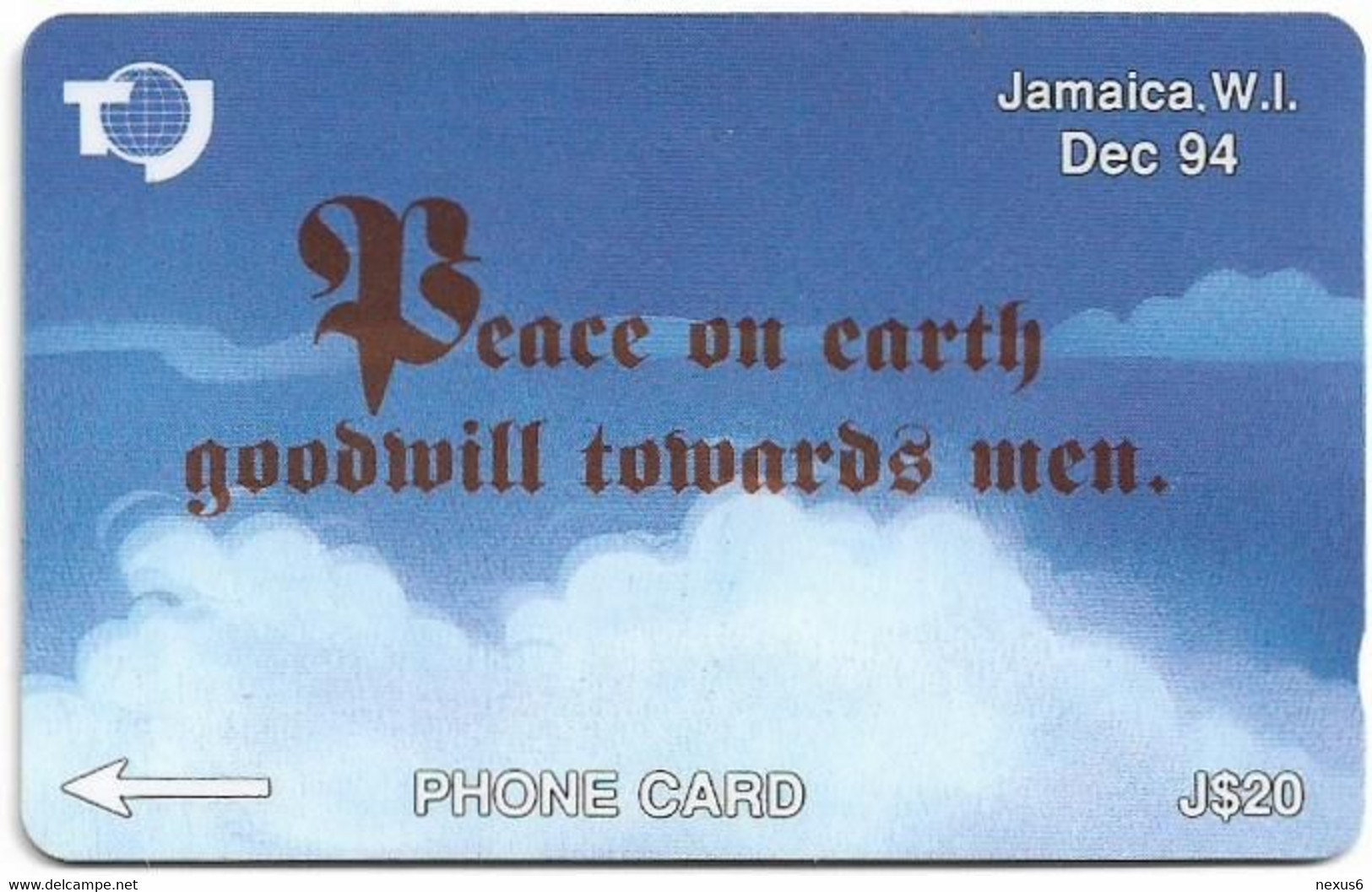 Jamaica - C&W (GPT) - Peace On Earth, 19JAMC, 1995, Used - Jamaïque