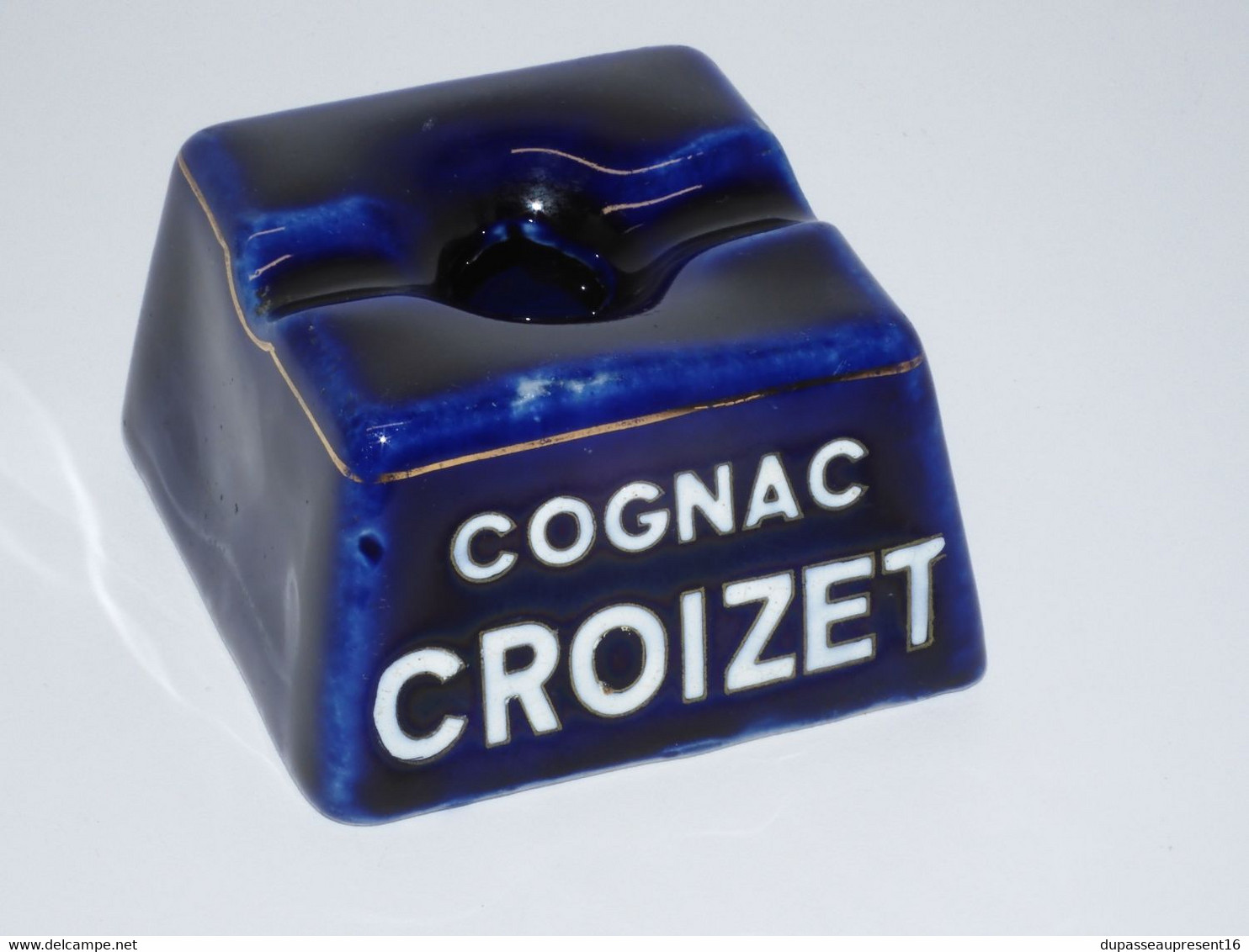 *ANCIEN ENCRIER CERAMIQUE BLEU 2 FOUR PUBLICITE COGNAC CROIZET PUB COLLECTION  E - Inktpotten