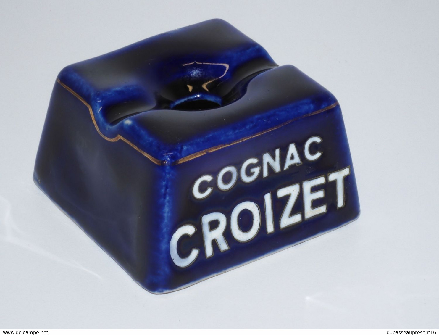 *ANCIEN ENCRIER CERAMIQUE BLEU 2 FOUR PUBLICITE COGNAC CROIZET PUB COLLECTION  E - Inktpotten