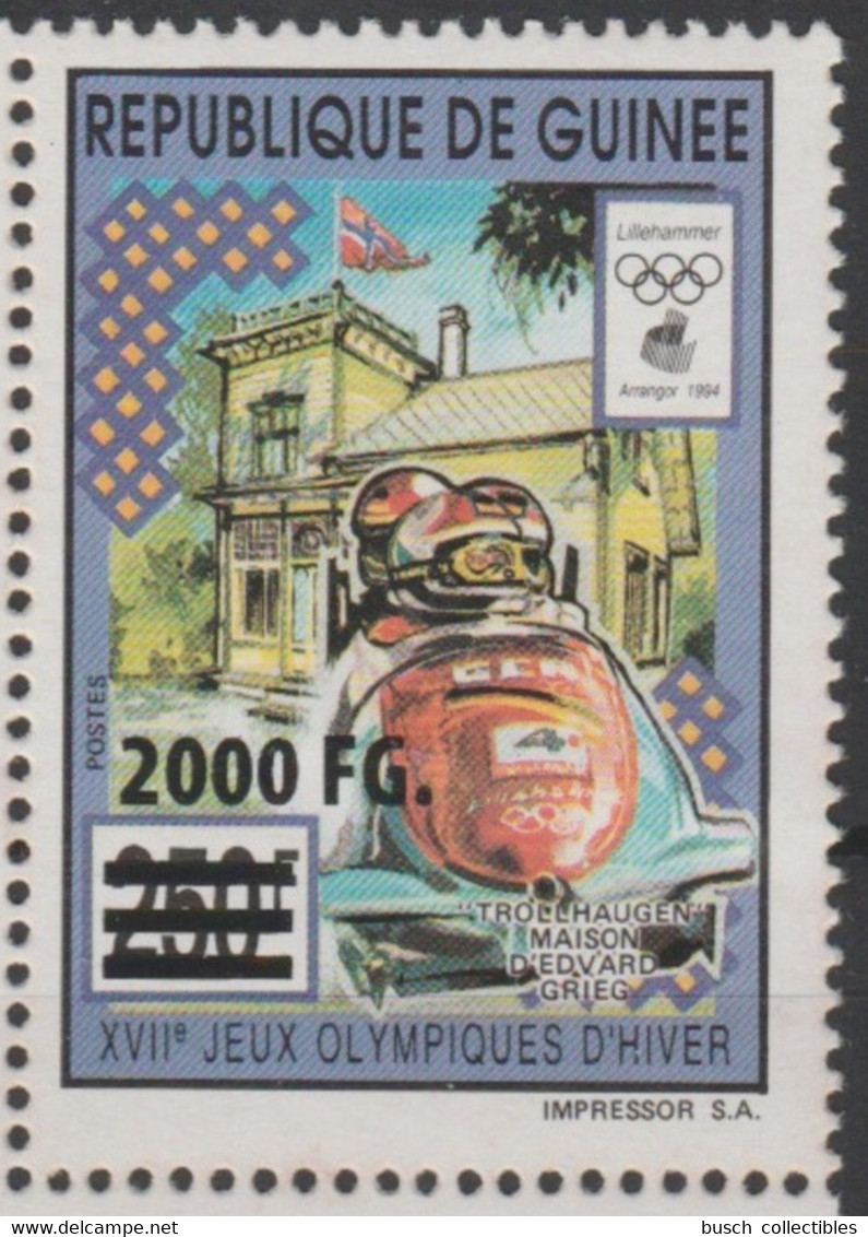 Guinée Guinea 2009 Mi. 6762 Surchargé Overprint Winter Olympic Games Lillehammer 1994 Vancouver 2010 Jeux Olympiques Ski - Winter 1994: Lillehammer