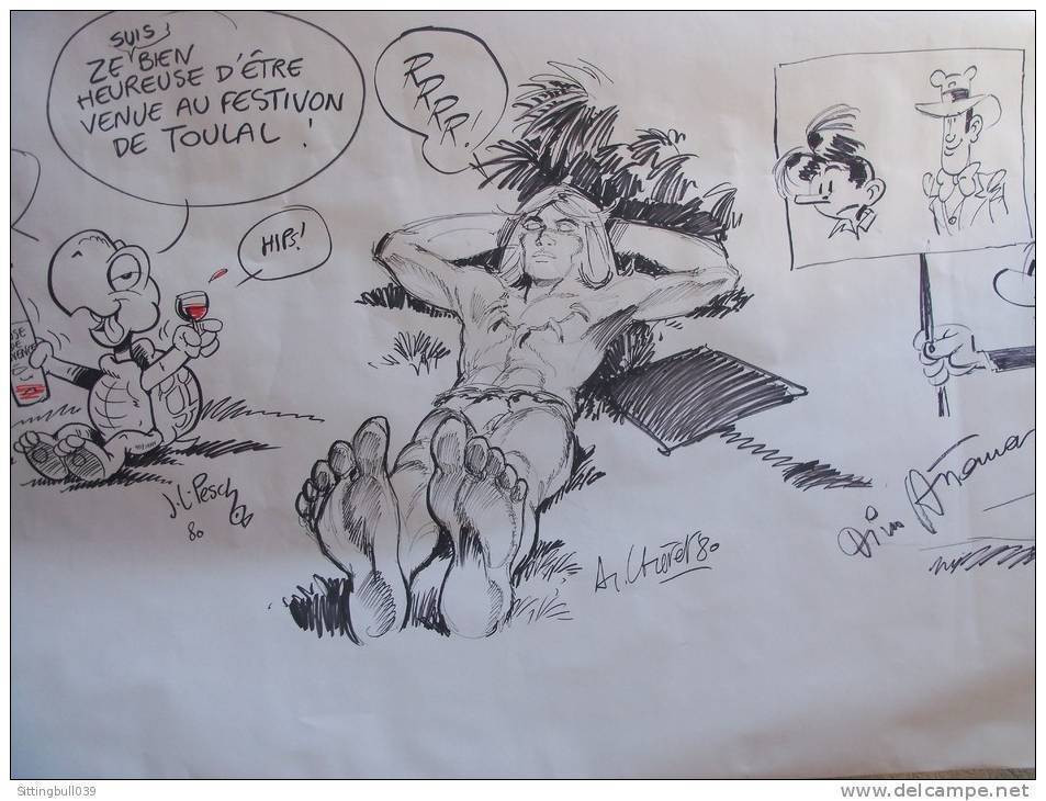 Attanasio, Chéret A., Pesch J.-L. TRÈS RARE TAC Au TAC. 5e Festival BD De TOULON 1980. Pièce De Collection Unique !! - Planches Et Dessins - Originaux