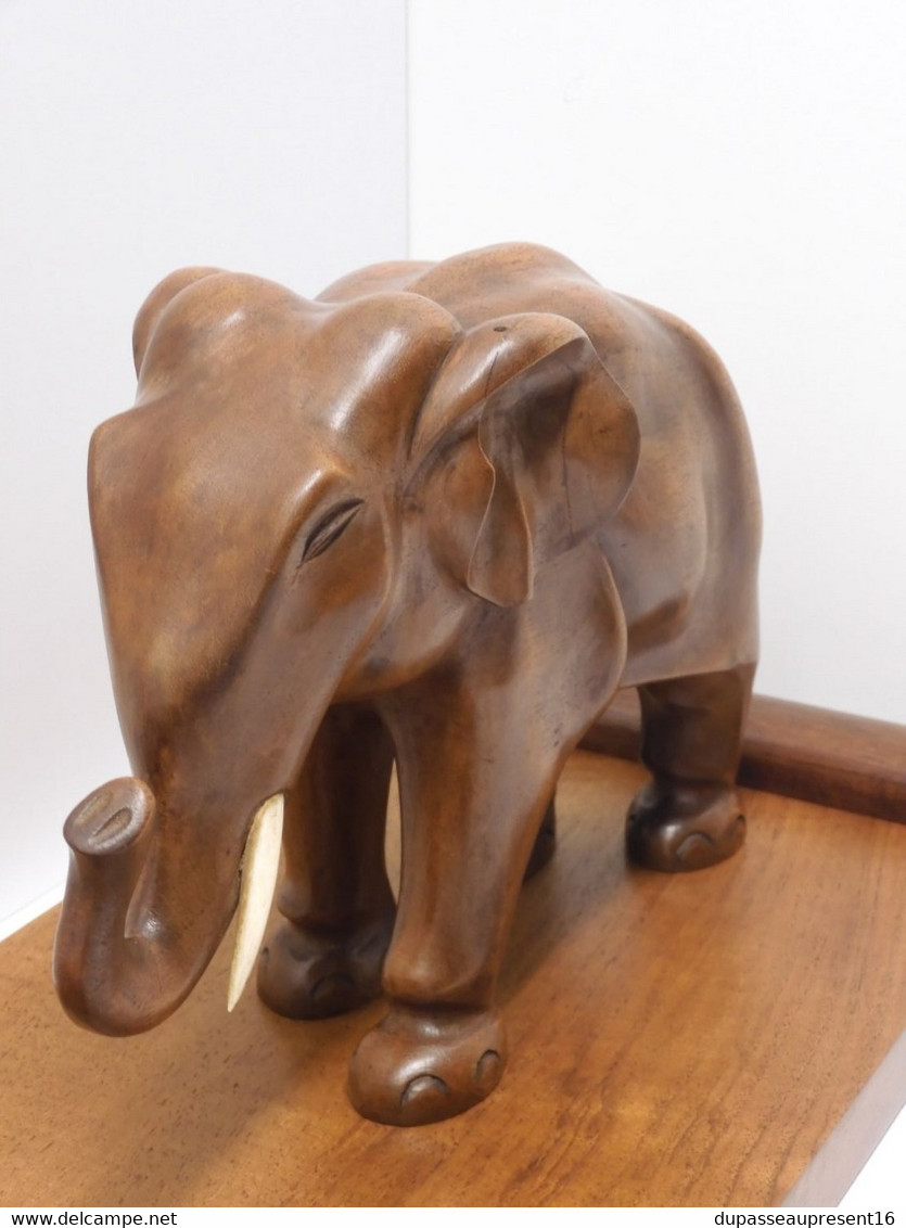 *DECO BUREAU ART DECO BOIS NOYER BOITE A CIGARETTES CIGARES ELEPHANT CADEAU  E