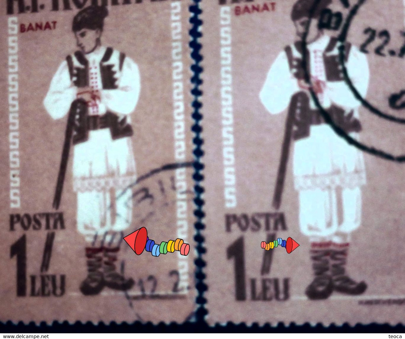 Errors Romania 1958 Mi 1746-1747 Printed With Misplaced Costumes Model Banat Area - Plaatfouten En Curiosa