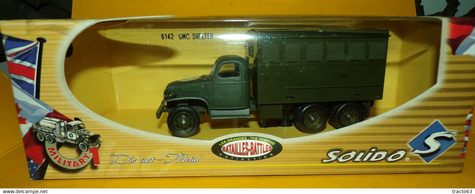 SOLIDO 1/50 : GMC SHELTER, U.S  WWII , NUMERO 6142 , NEUF ,SUPERBE , FABRICATION FRANCAISE SOLIDO EN BOITE D'ORIGINE , - Tanks