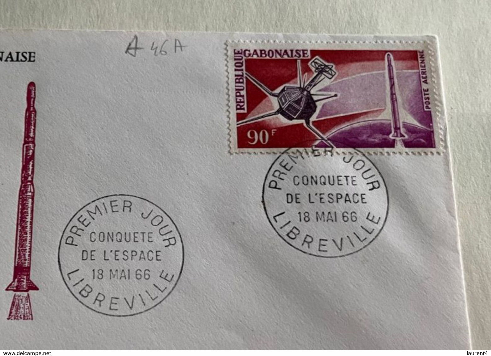 (2 J 31) Space Conquest Satellite - Gabon FDC 1966 - Conquète De L'Espace Par La France - Fusée Diamant - Afrika