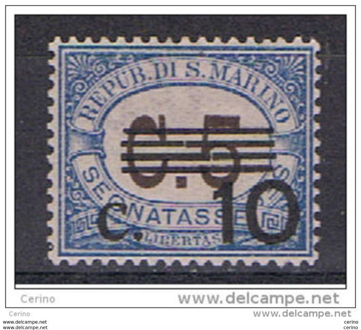 SAN  MARINO:  1936/39  TASSE  SOPRASTAMPATO  -  10 C./5 C. AZZURRO  N. -  CENTRATURA  PERFETTA  -  SASS. 47 - Postage Due