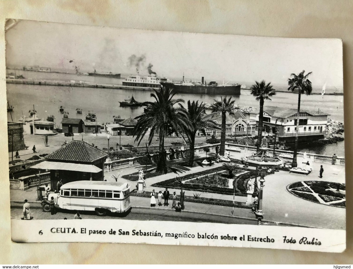 Spain Espana Ceuta Africa City Bus Steam Ship Dock El Paseo De San Sebastian Alfa RPPC Photo 14681 Post Card POSTCARD - Ceuta