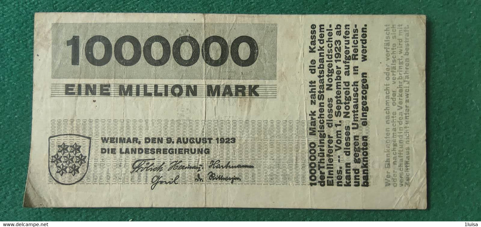 GERMANIA Weimar 1 Milione MARK 1923 - Kiloware - Banknoten