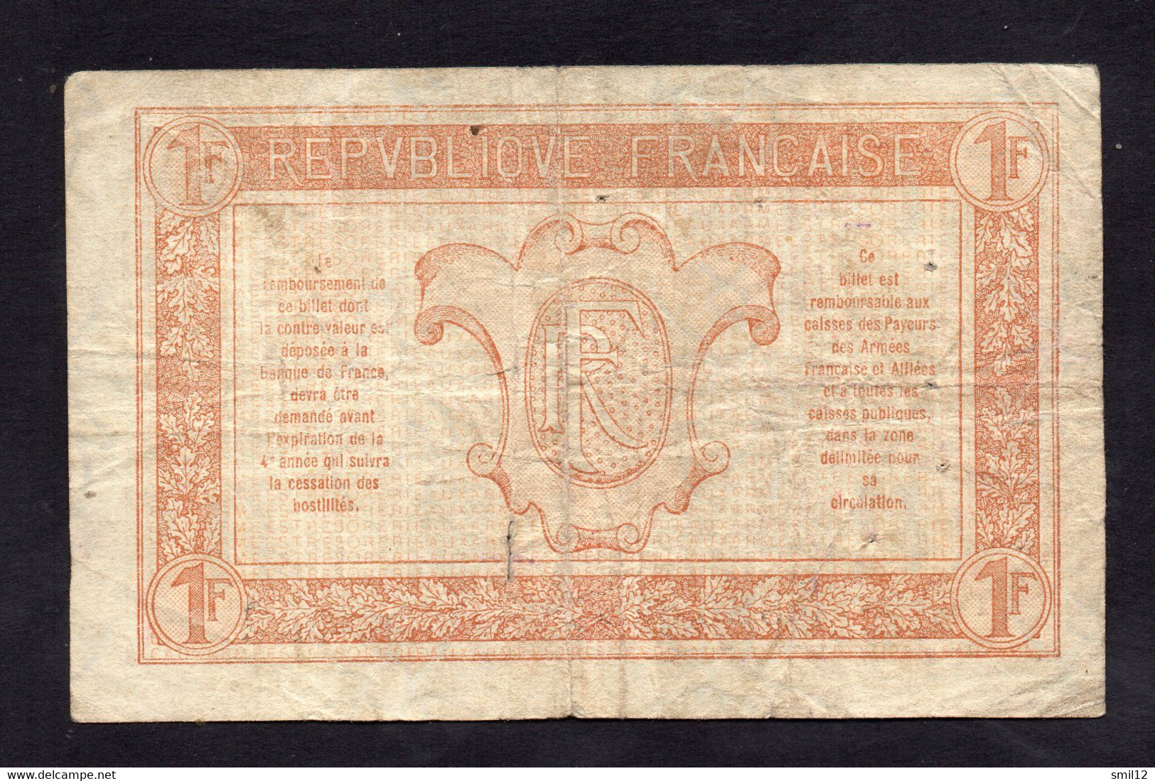 Trésorerie Aux Armées - 1 Franc - Lettre A2 - 1917-1919 Trésorerie Aux Armées