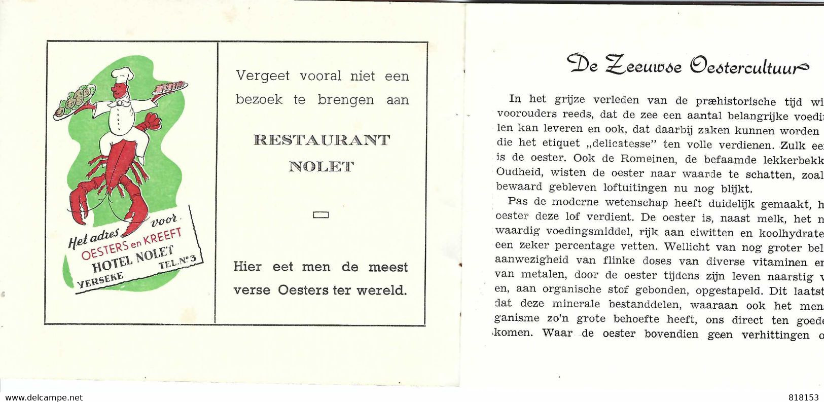 Restaurant Nolet Te Yerseke  Beschrijving V D Zeeuwse Oestercultuur - Yerseke