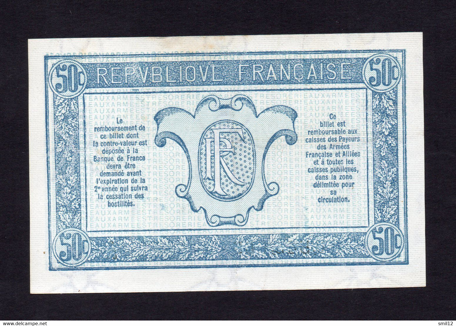 Trésorerie Aux Armées - 50 Centimes - Lettre A - Neuf - 1917-1919 Legerschatkist