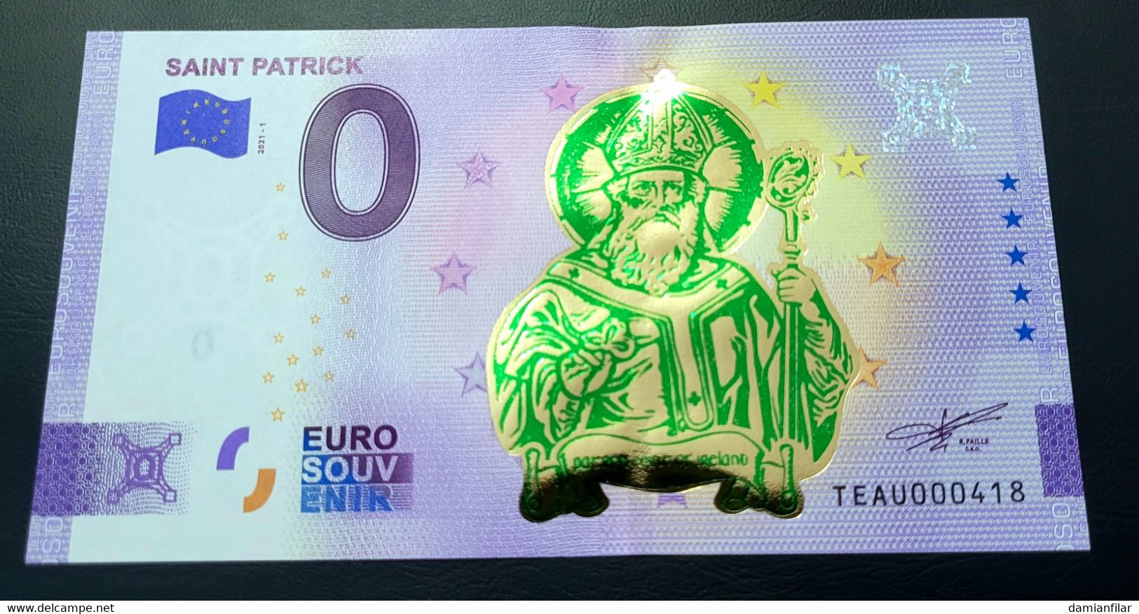 0 Euro Souvenir Saint Patrick TEAU 2021-1 Gold - Irlande