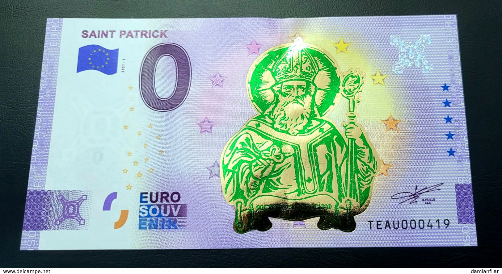 0 Euro Souvenir Saint Patrick TEAU 2021-1 Gold - Irlande