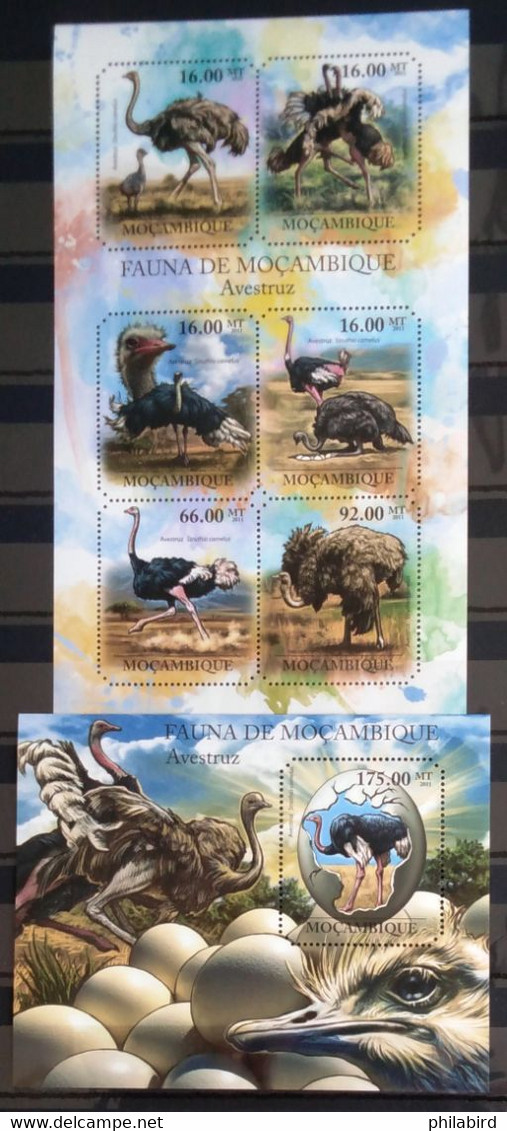 OISEAUX - MOZAMBIQUE                N° 4148/4153 + BF 460                      NEUF** - Struisvogels