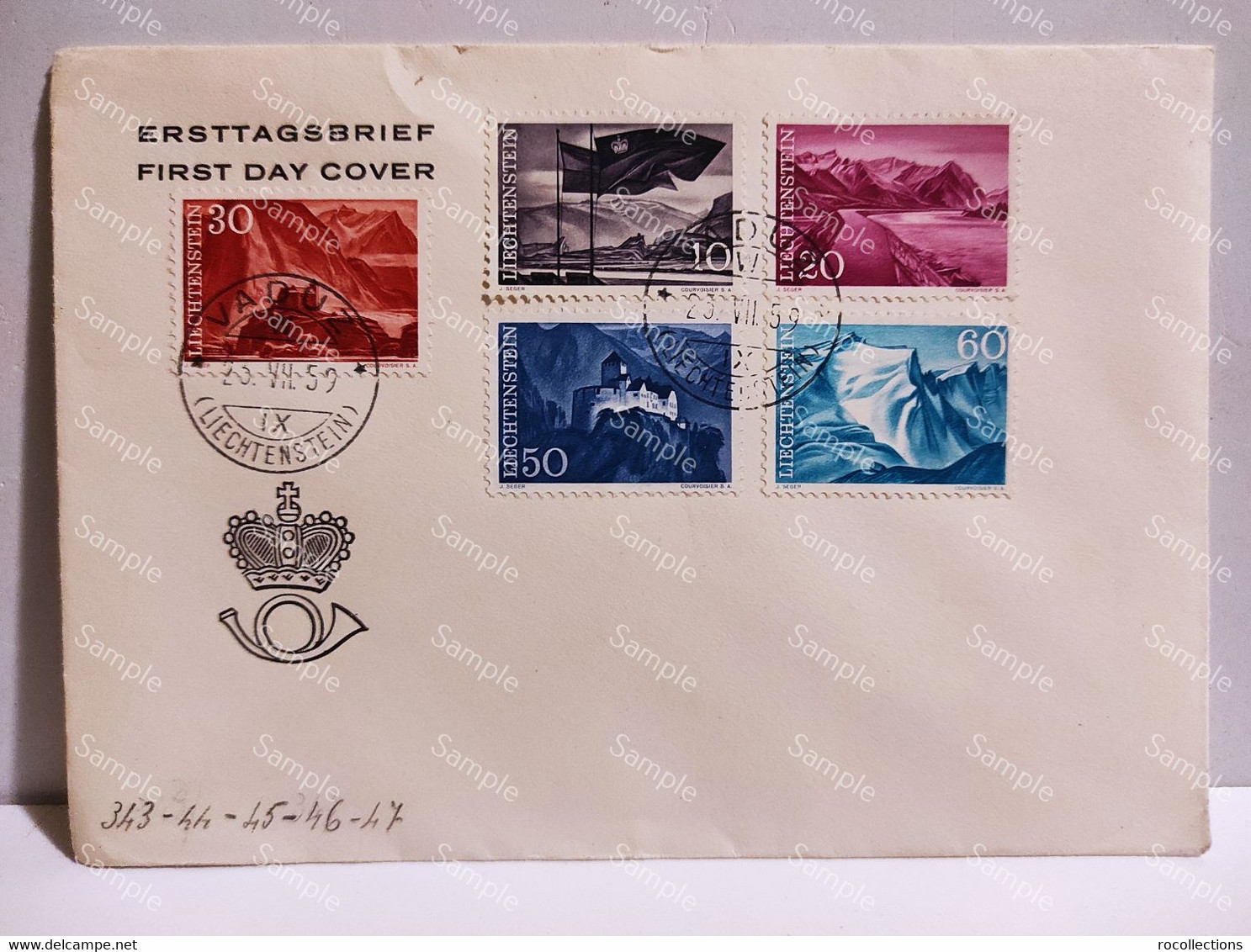 Liechtenstein VADUZ First Day Cover 1959. Five Stamps - Brieven En Documenten