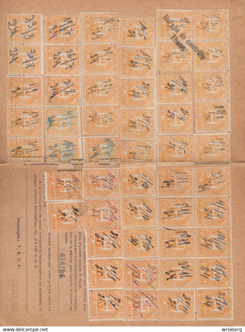 CARTE QUITTANCE D'ASSURANCE établie Le 4 Avril 1924 Au Nom De SEILLER Albert Né Le 21 Janvier 1889 à BITSCHWILLER - Unused Stamps