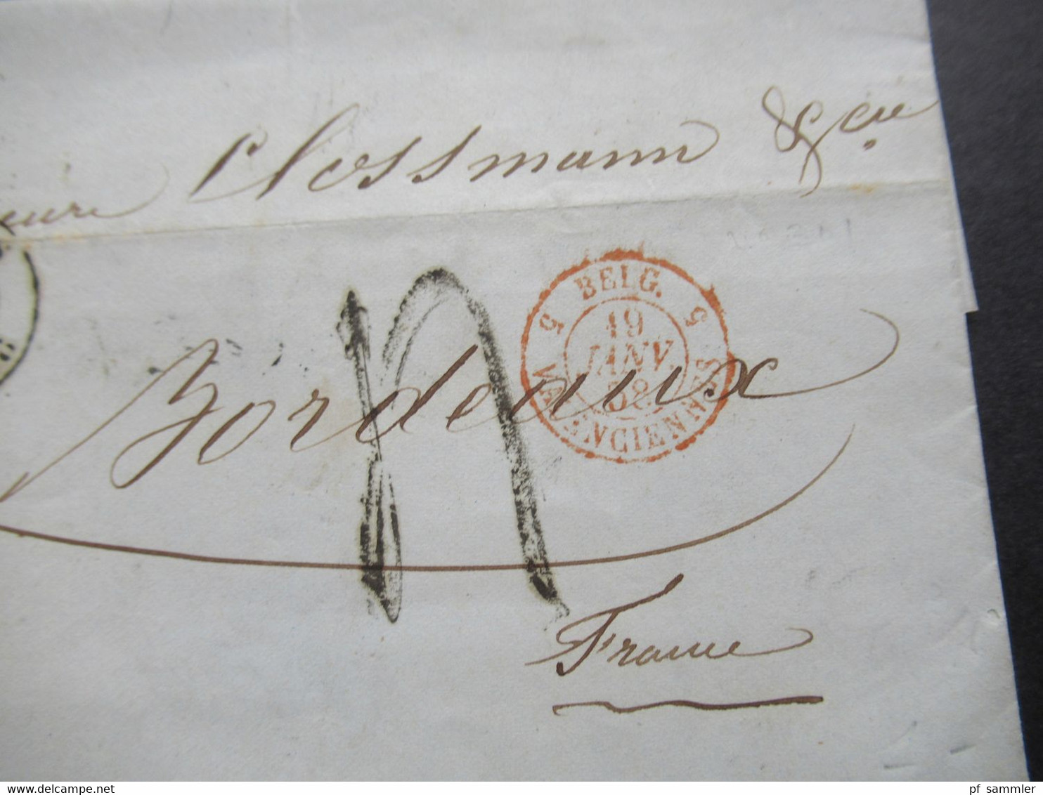 Belgien 1858 Faltbrief Mit Inhalt Stempel K2 Bruxelles Und Roter K2 Belg. 5 Valenciennes Rückseitig 3 Stempel / Bahnpost - 1849-1865 Médaillons (Autres)