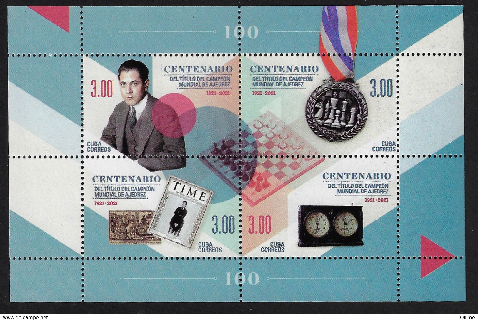 CUBA 2021. CENTENARIO DEL TÍTULO DE CAMPEÓN MUNDIAL DE AJEDREZ. CAPABLANCA. MNH - Ongebruikt