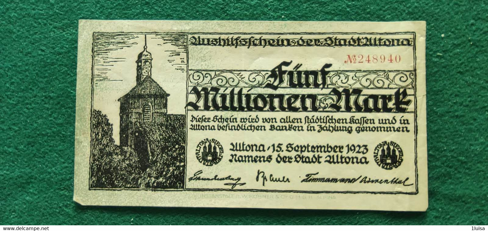 GERMANIA Altona 5 Milioni  MARK 1923 - Vrac - Billets