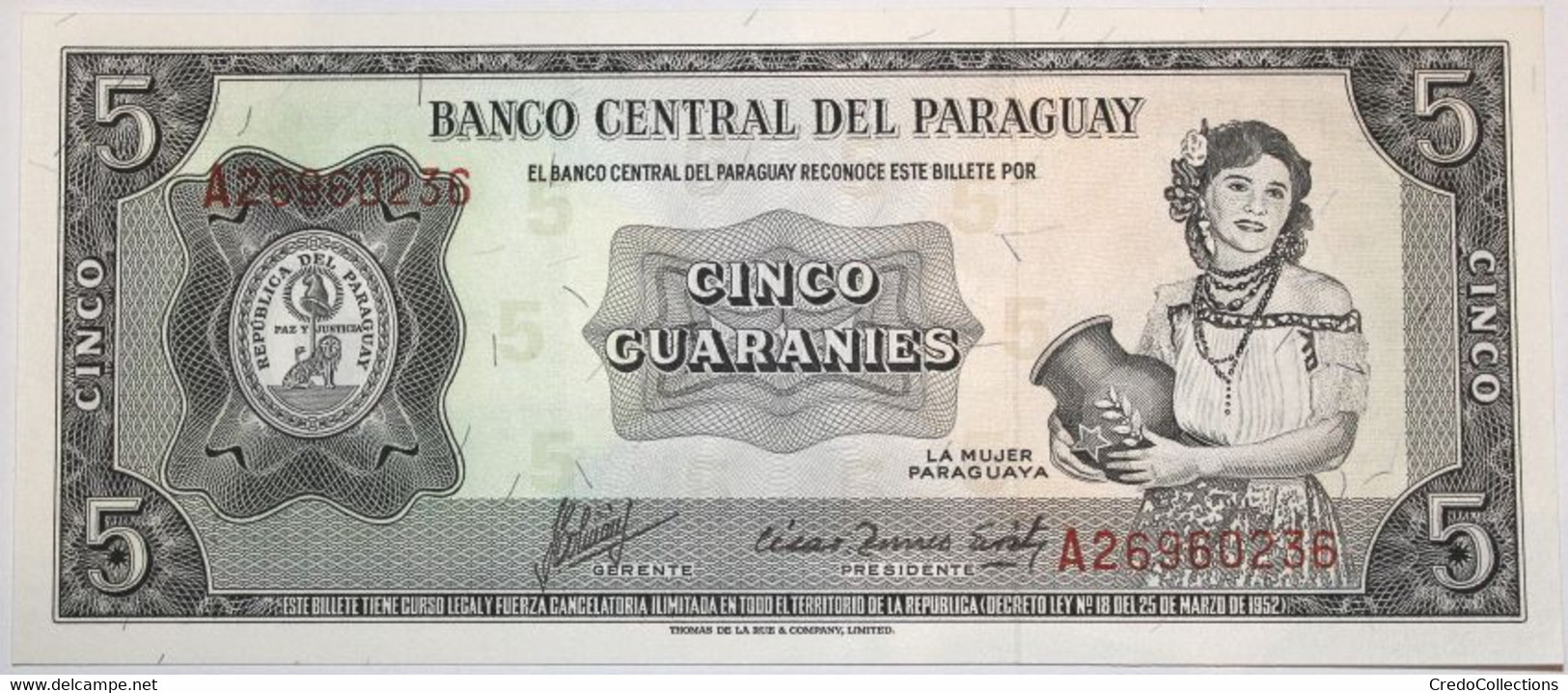 Paraguay - 5 Guaranies - 1963 - PICK 195b - NEUF - Paraguay