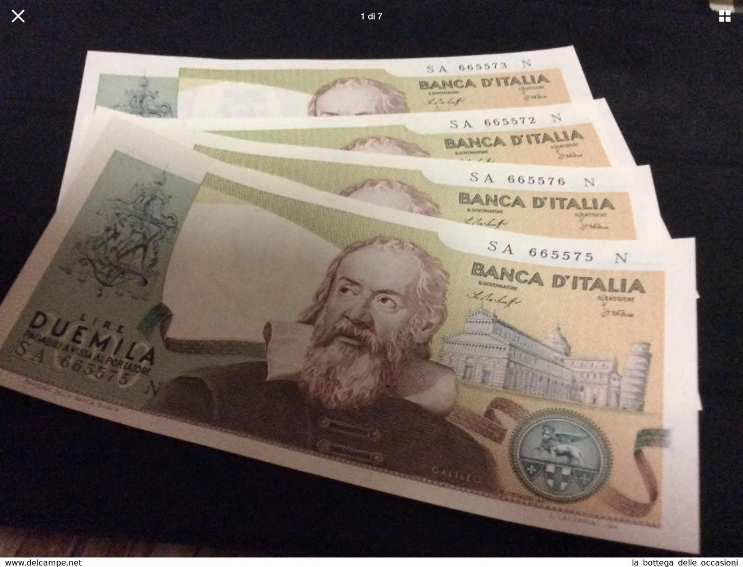 Italia Repubblica Quattro Banconote Consecutive Galileo Galilei Decreto 1973  FDS - 2.000 Lire
