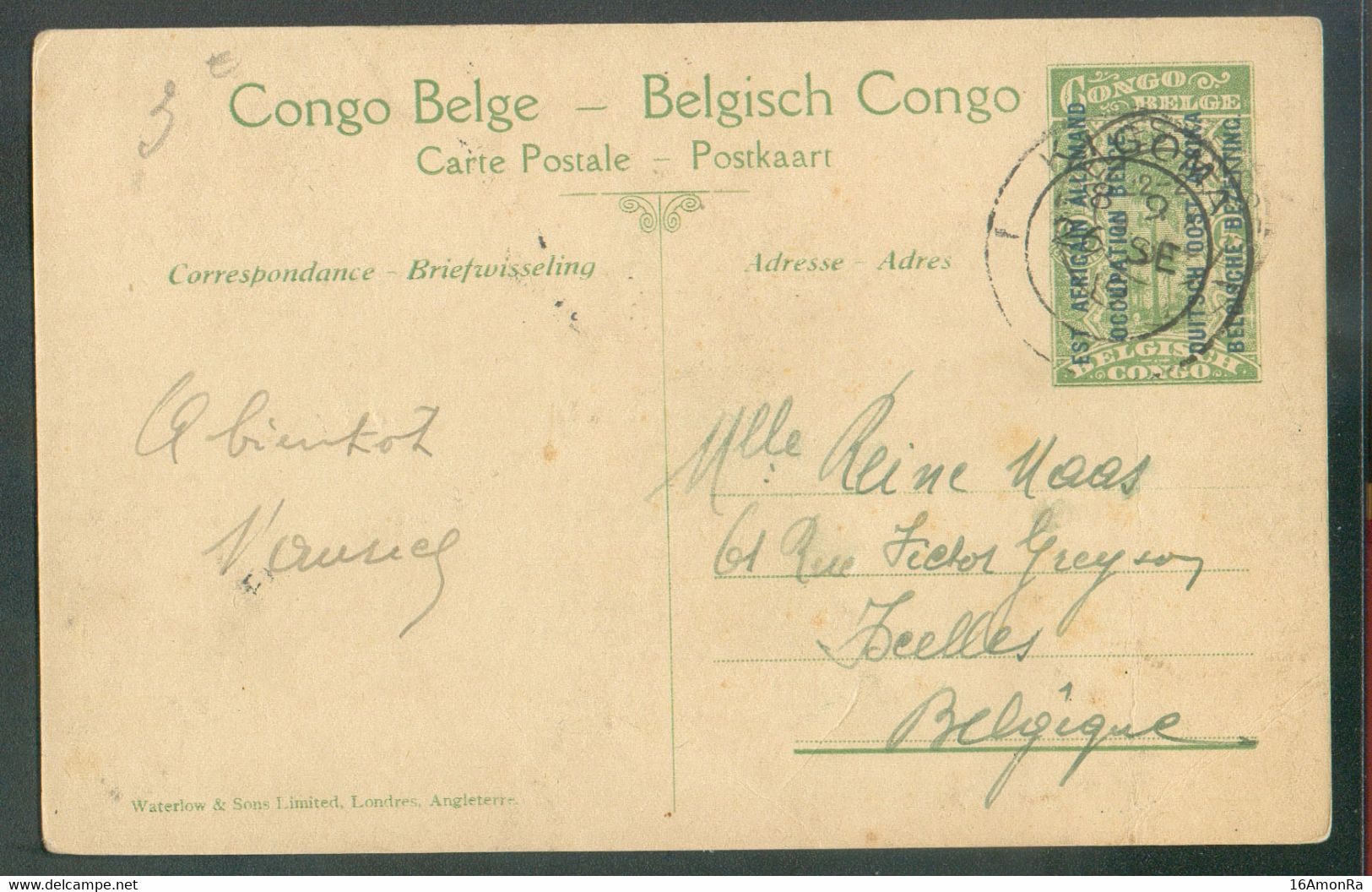E.P. Carte (2 Ill. Vue D'UDJIDJI) 5c. Obl. Dc KIGOMA 1 Du 26 Septembre 1918 Vers Ixelles - 20033 - Covers & Documents