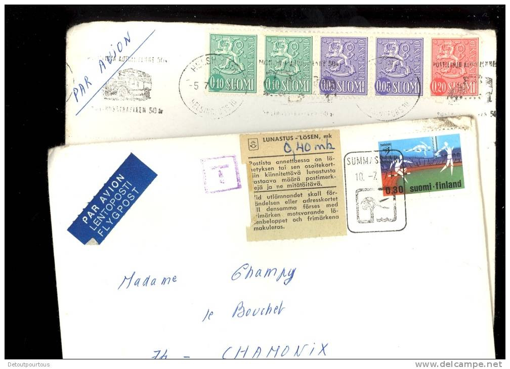 SUOMI FINLAND 2 Letters 1971 6 Stamps One Envelope With Tax T 0,4mk - Brieven En Documenten