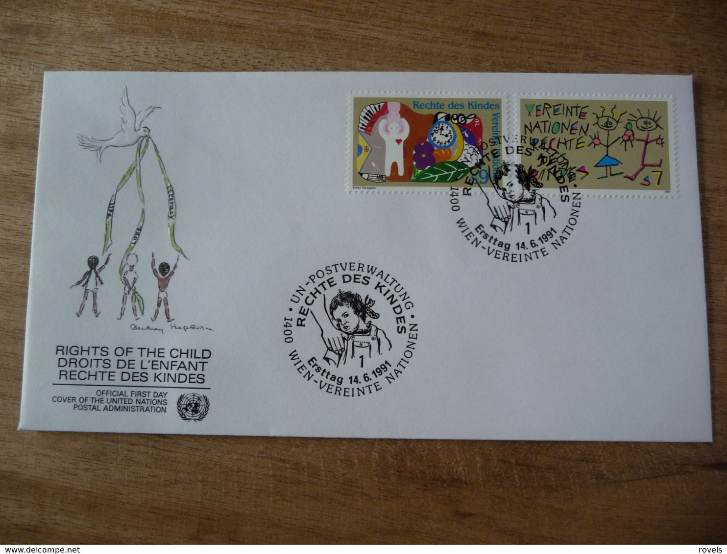 (7) UNITED NATIONS -ONU - NAZIONI UNITE - NATIONS UNIES *  FDC 1991 *  Rights Of The Child - Briefe U. Dokumente