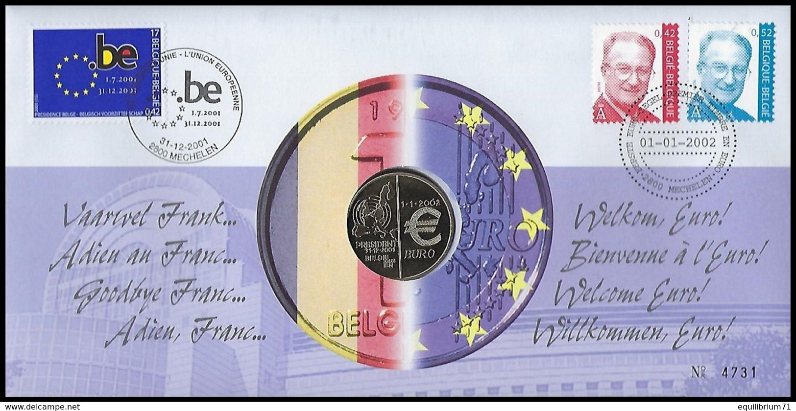 NUMISLETTER 3050/51° - Adieu Au Franc, Bienvenue à L'Euro / Afscheid Van De Frank, Welkom Bij De Euro - MVTM - Numisletters