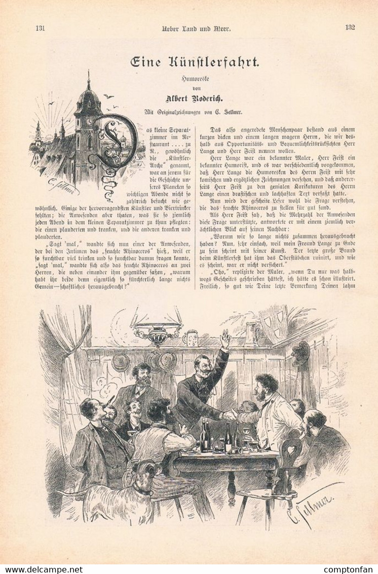 A102 1302 Carl Sellmer Albert Roderich Künstler Künstlerfahrt Artikel / Bilder 1890 !! - Andere & Zonder Classificatie