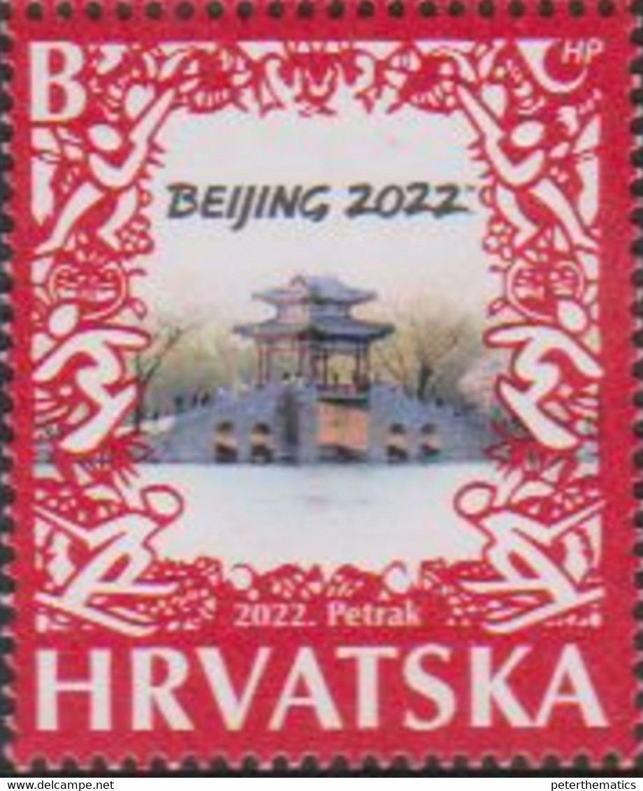 CROATIA, 2022, MNH, WINTER OLYMPICS, BEIJING GAMES, 1v, EMBOSSED STAMP - Hiver 2022 : Pékin