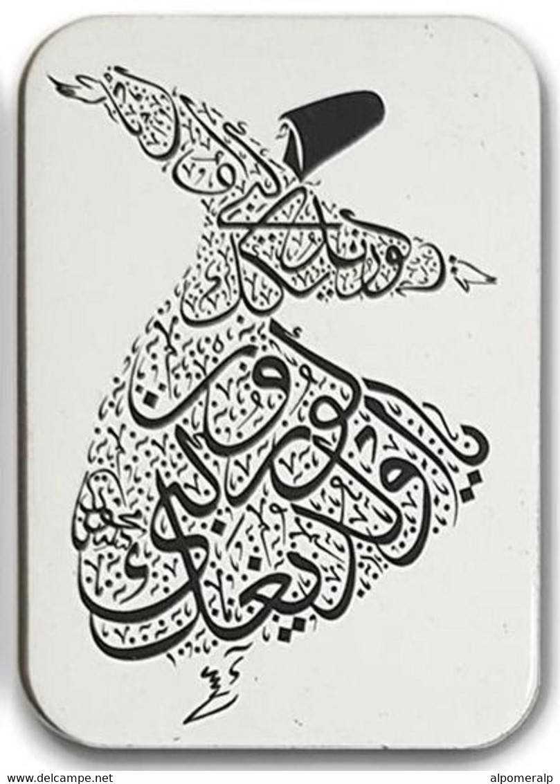 Magnet, Calligraphy, Art, Mevlevi Dervish Drawn With Calligraphy 4,5 X 6,5 Cm, Thickness 3mm - Andere & Zonder Classificatie