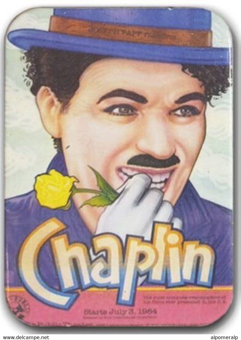 Charlie Chaplin Magnet, With Yellow Rose 4,5 X 6,5 Cm, Thickness 3mm - Andere & Zonder Classificatie