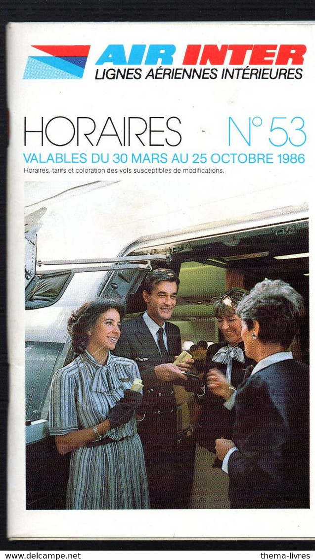 (aviation) AIR INTER   Horaire N°53, 1986   (PPP39067) - Europa