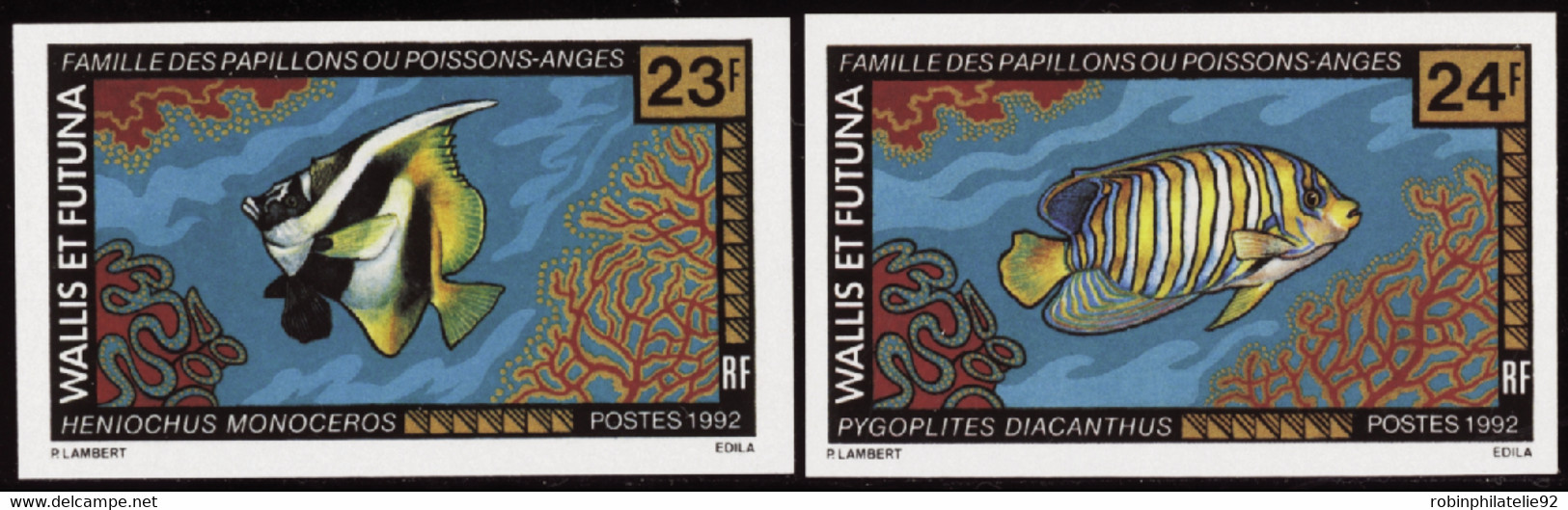 Wallis Et Futuna  Non Dentelés N°439 /440  Poissons (2 Valeurs) Qualité:** - Imperforates, Proofs & Errors