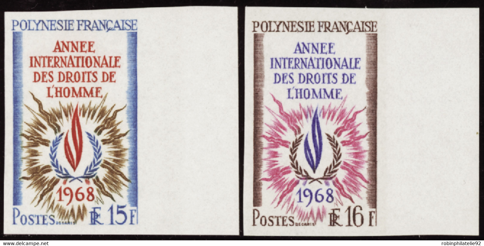 Polynésie Non Dentelés N°62 /63 Année Internationale Des Droits De L'Homme (2 Valeurs) Qualité:** - Non Dentelés, épreuves & Variétés