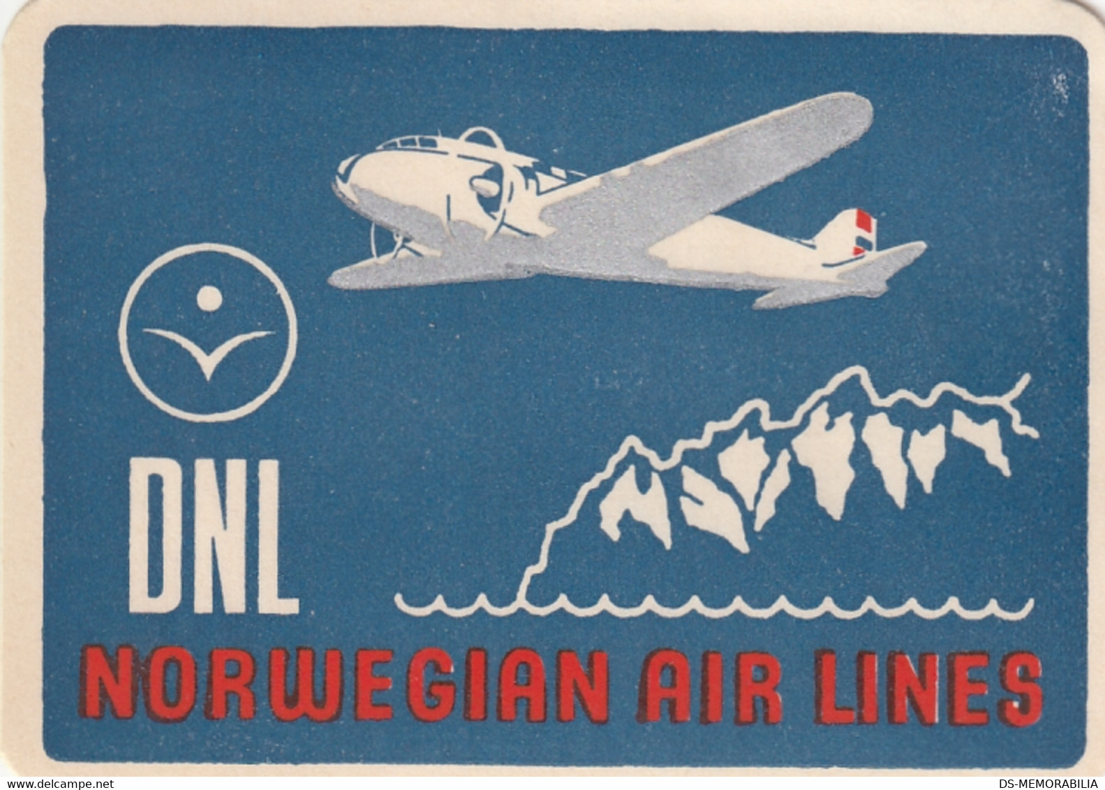 Norway DNL Det Norske Luftfartselskap Norwegian Air Lines Old Label - Baggage Etiketten