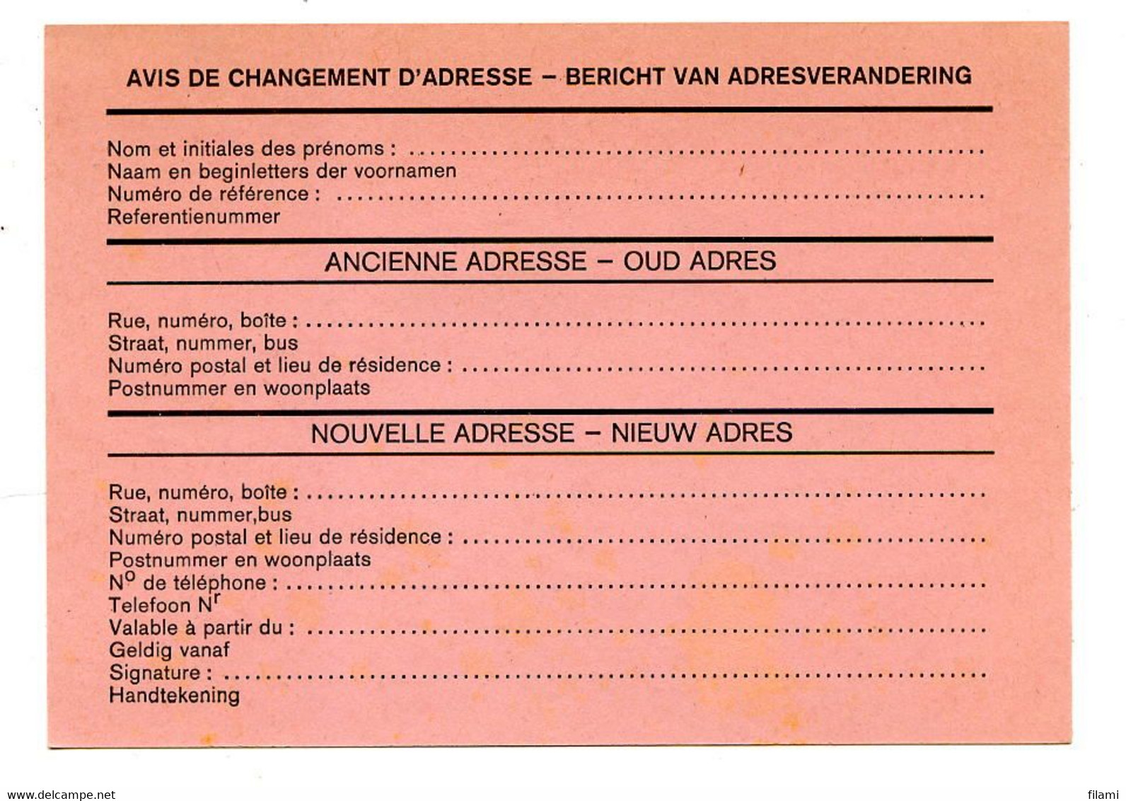 Belgique,avis De Changement D'adresse - Avis Changement Adresse