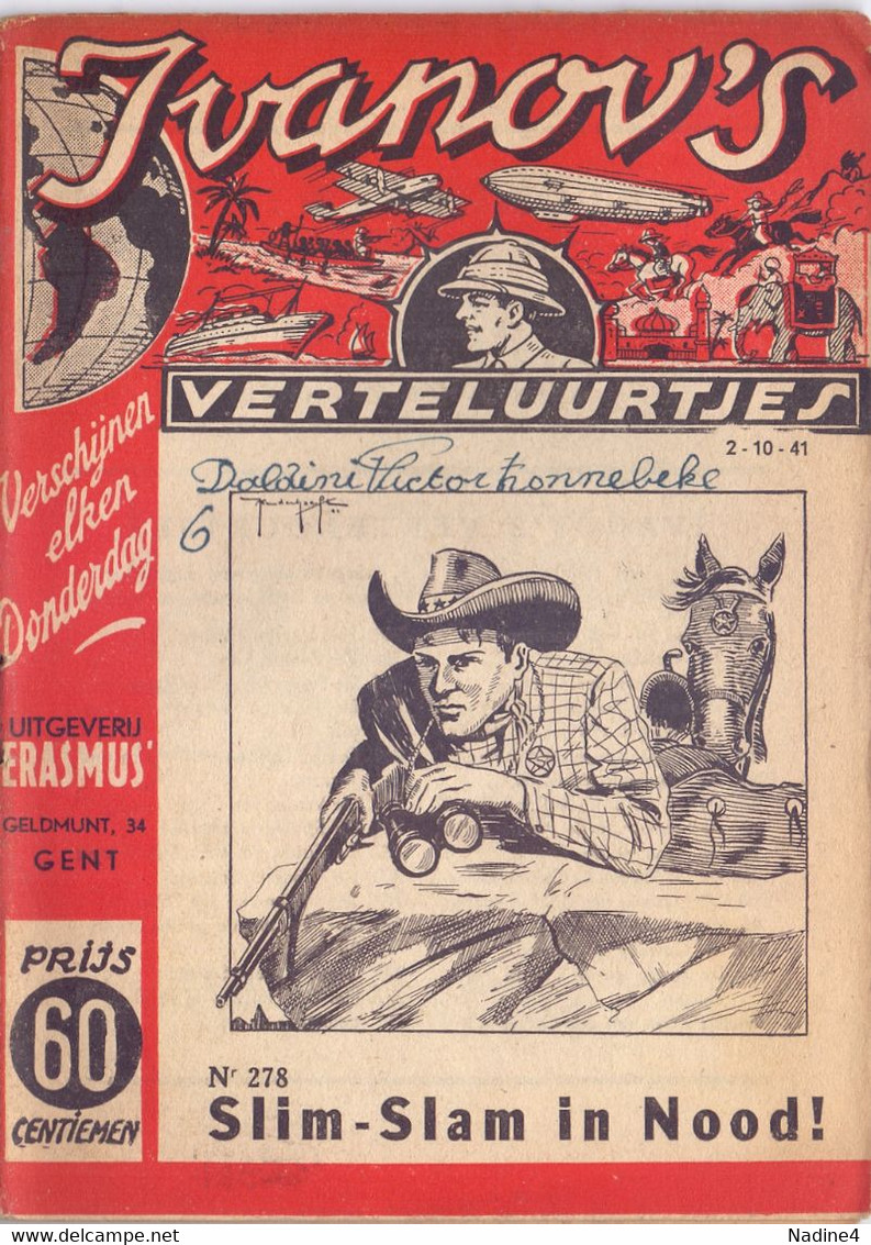 Tijdschrift Ivanov's Verteluurtjes - N° 278 - Slim Slam In Nood - Sacha Ivanov - Uitg. Erasmus Gent - 1941 - Giovani