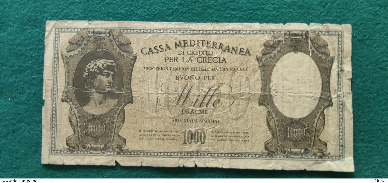 Italia Cassa Mediterranea 1000 Drakme - Italian Occupation (Aegean)