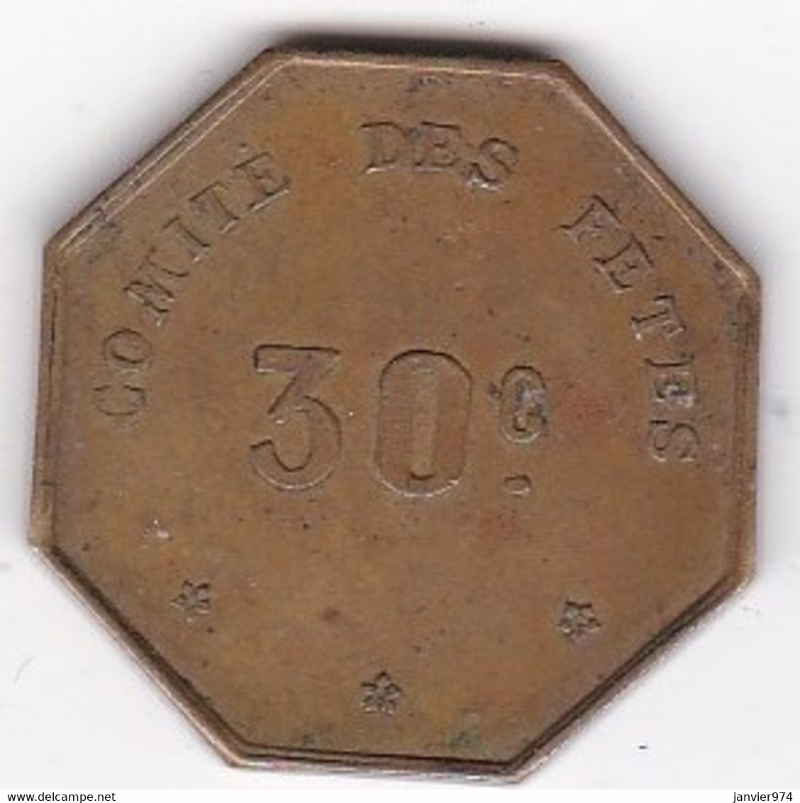 50 Manche. Ville D’Avranches , Comité Des Fêtes, 30 Centimes , En Laiton - Notgeld