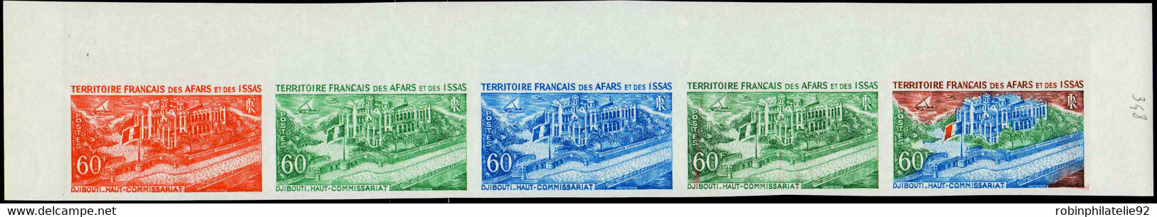 Afars Et Issas Essais De Couleur N°348 Palais Du Haut Commissariat En Bande De 5 Qualité:** - Andere & Zonder Classificatie